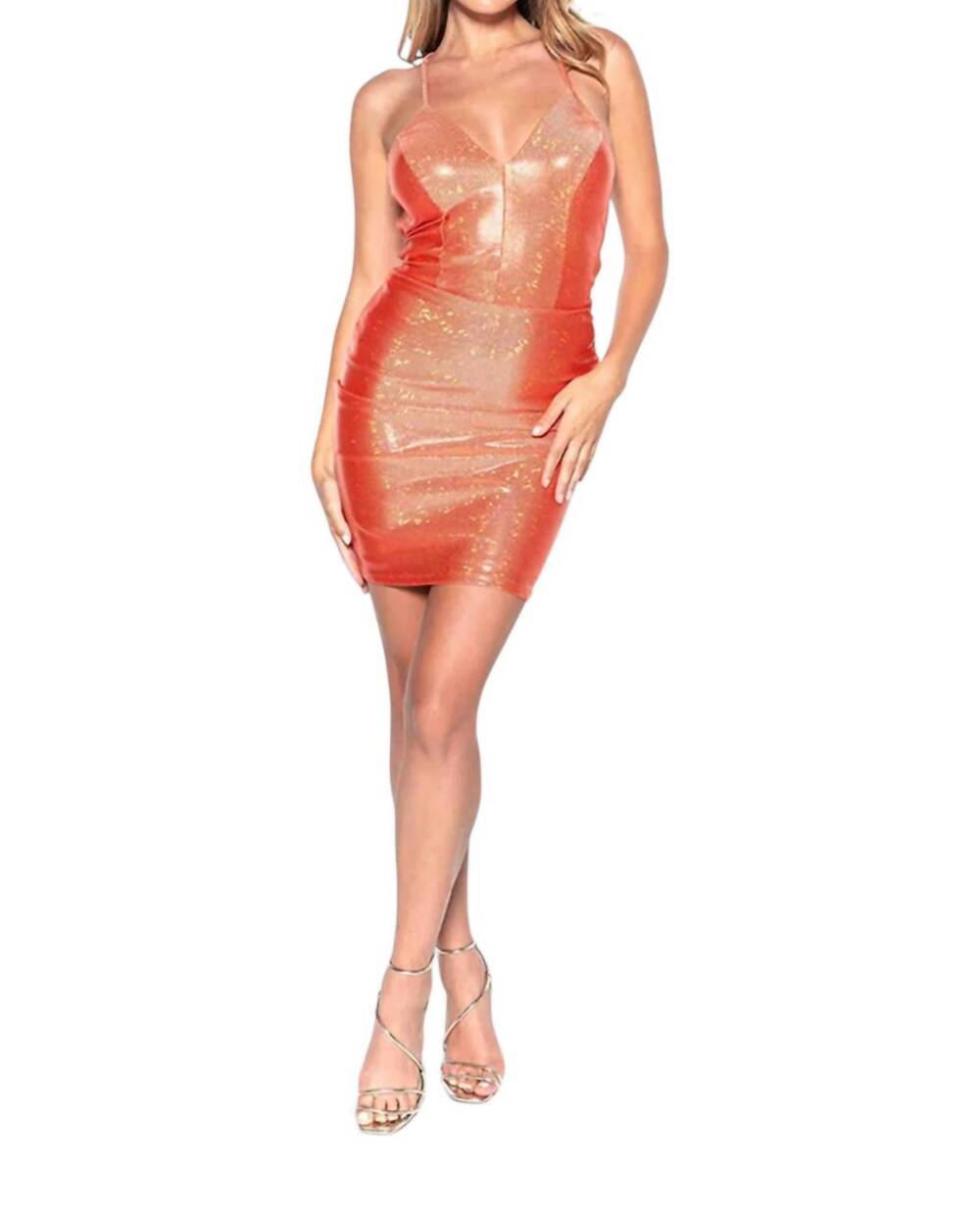 NEW JESSICA ANGEL sleeveless open lace up back dress in bdaz- coral orange